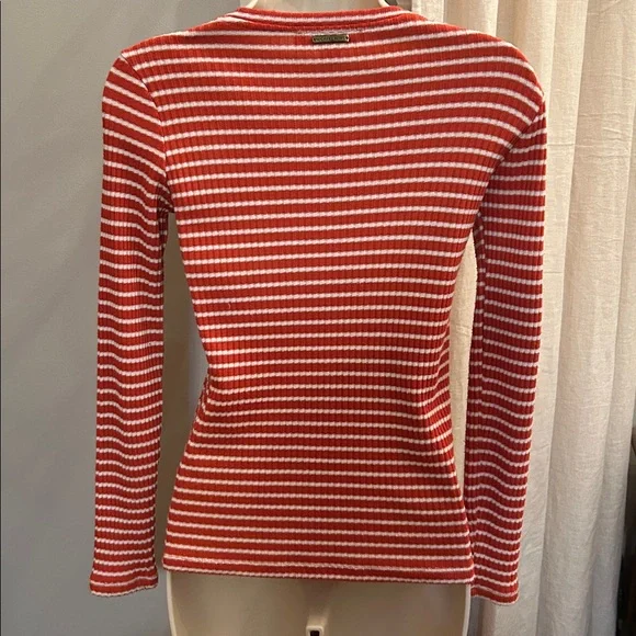 Michael Kors Striped Lace-Up Long Sleeve Top - Picture 2 of 5